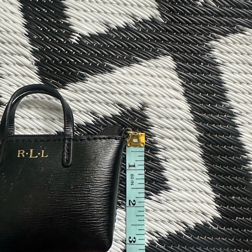 Ralph Lauren Black Leather Mini-Tote Bag Coin Purse - Picture 6 of 6